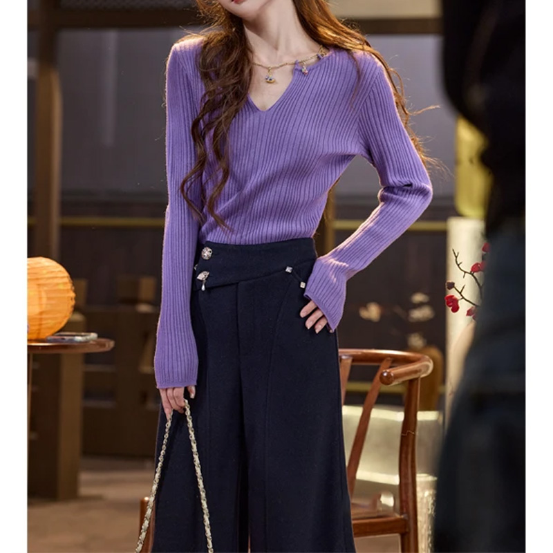 吞吞秋冬1月11号上新【时来运转·旺旺紫】显瘦毛衣针织衫女