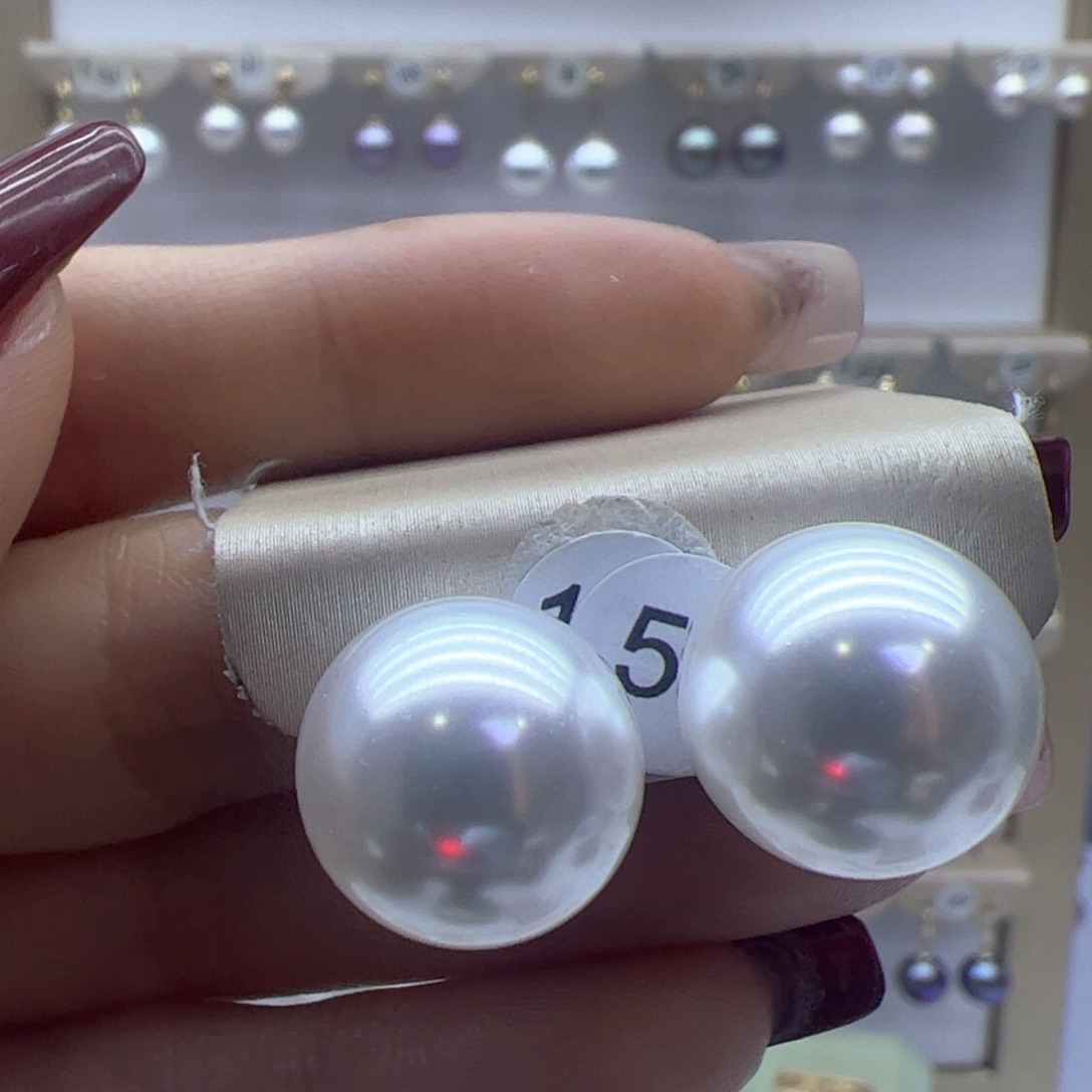 淡水珍珠耳饰18K金镶嵌