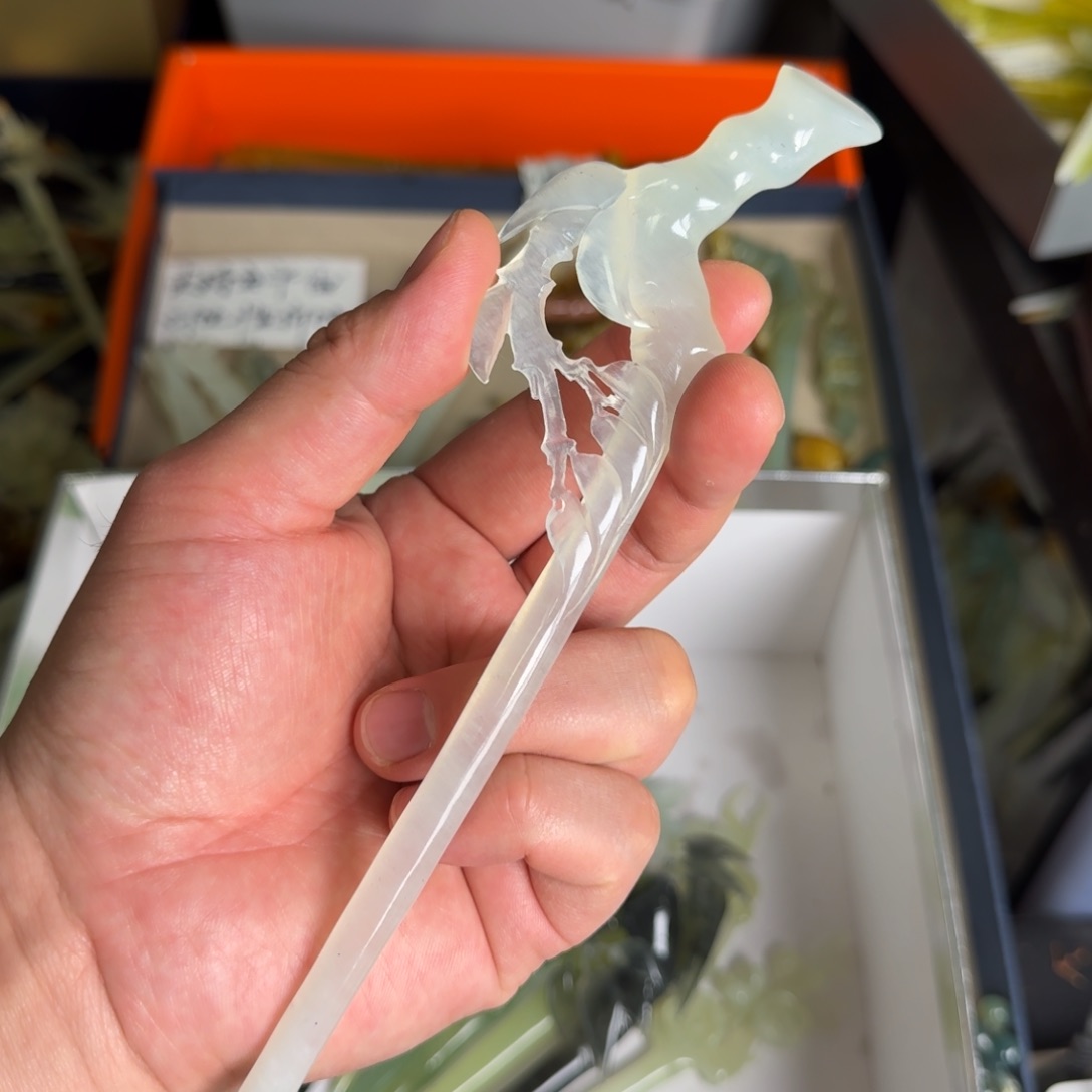 岫玉发饰未镶嵌明君玉簪就是好看