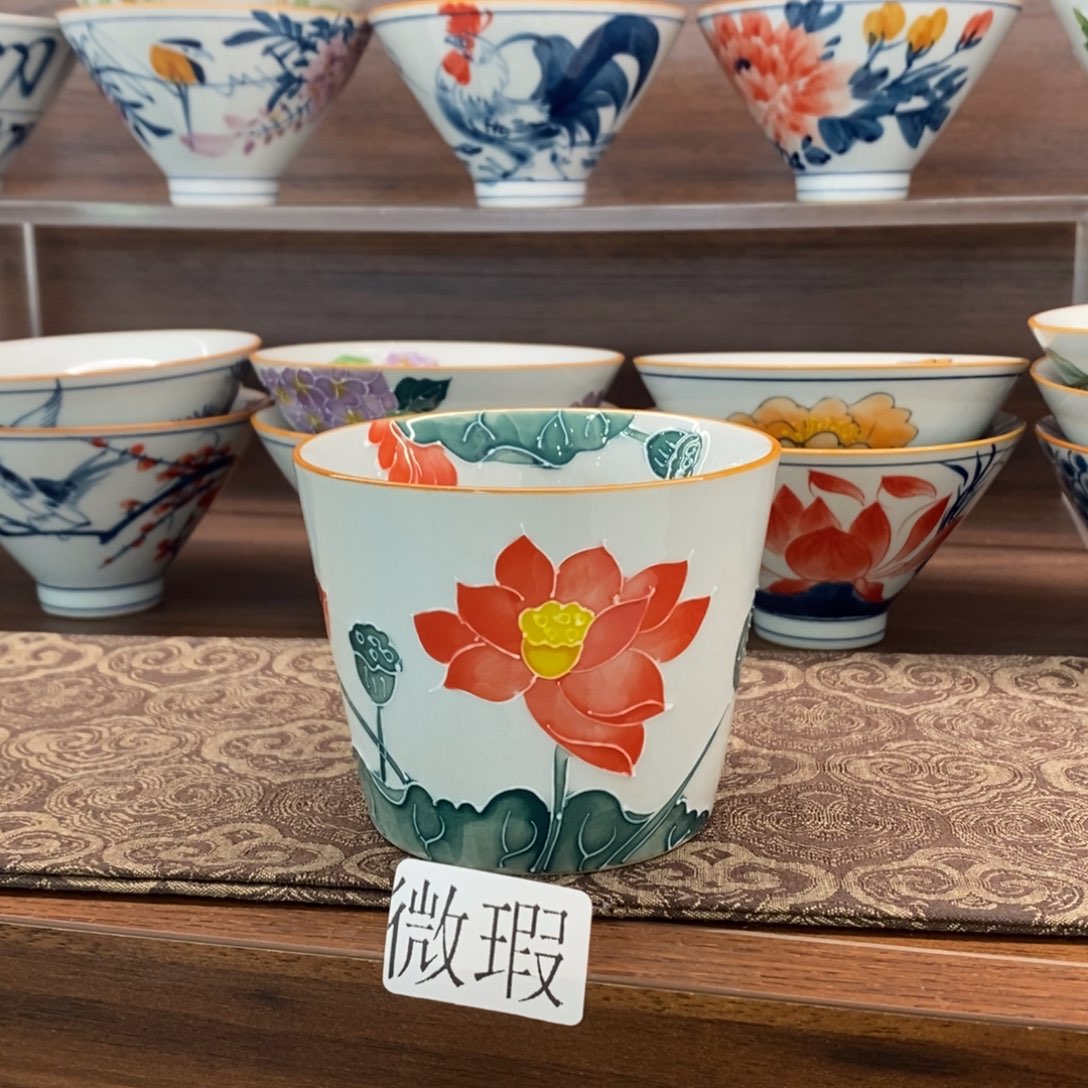 微瑕釉下彩纯手绘手工绘制