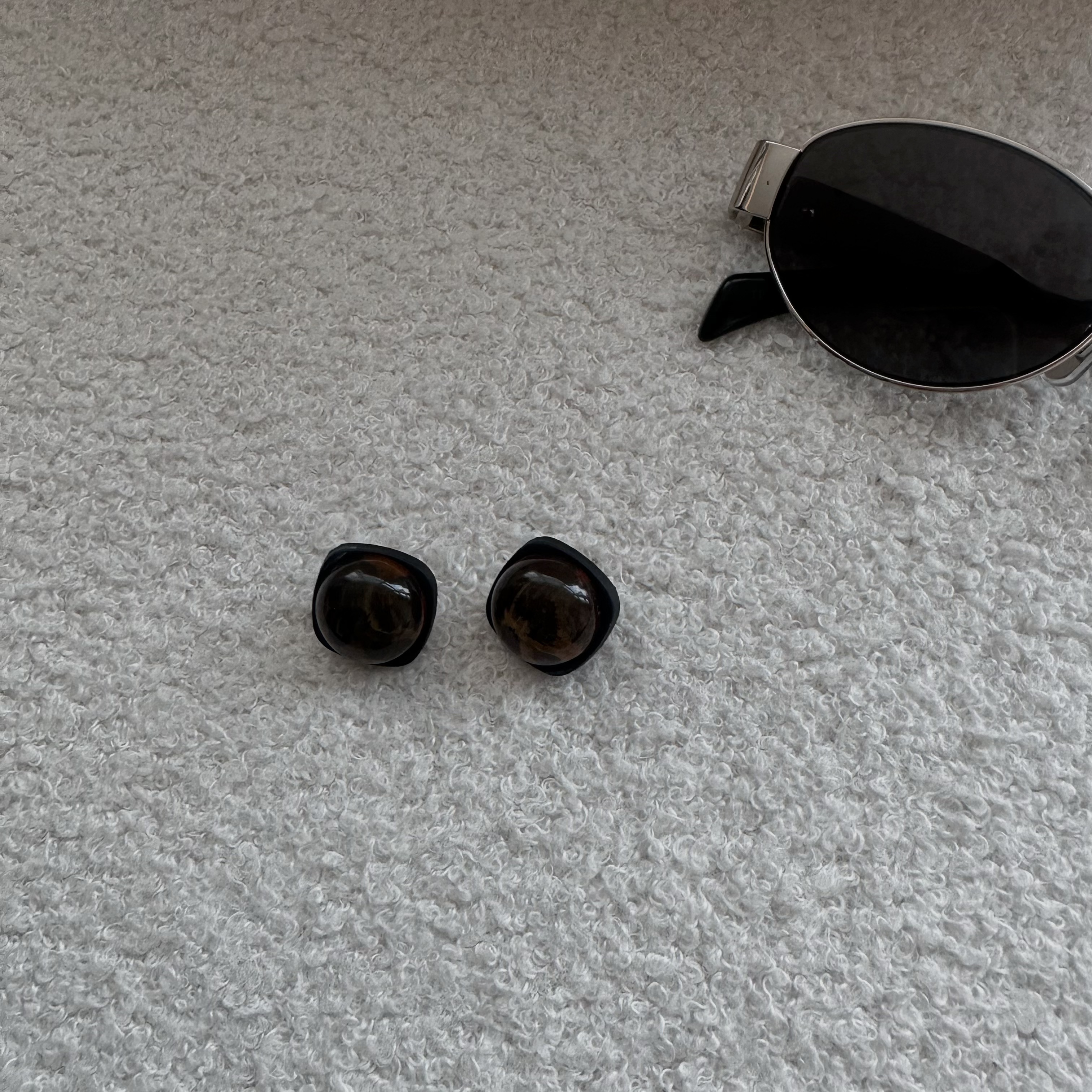 不锈钢玻璃耳饰 XUZI YU.时尚圆形耳环