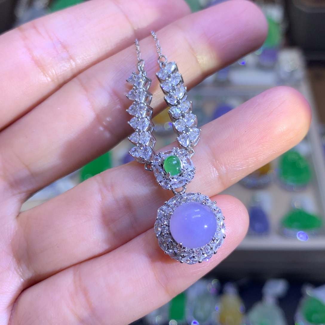 翡翠挂件银S925镶嵌翡翠