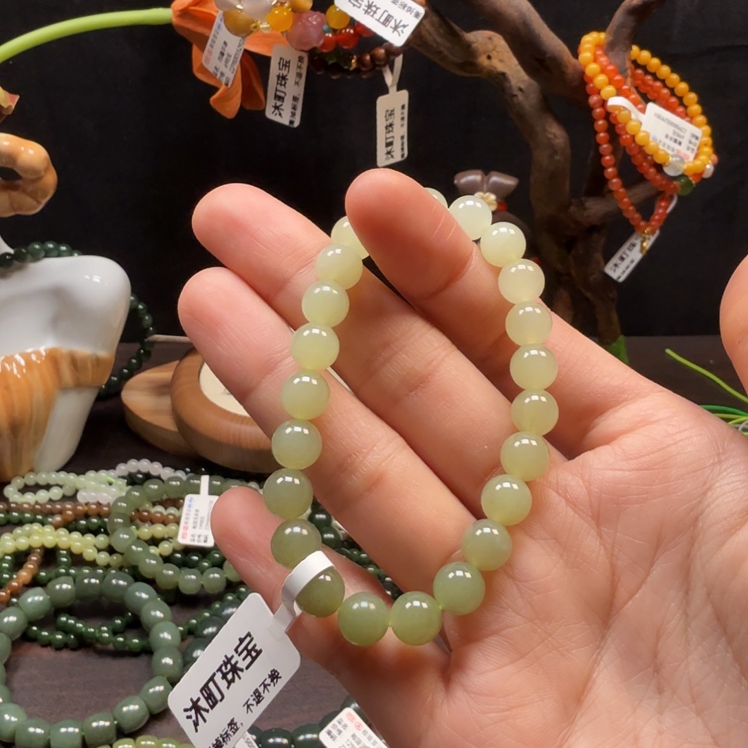 欢***喜和田玉未镶嵌手串