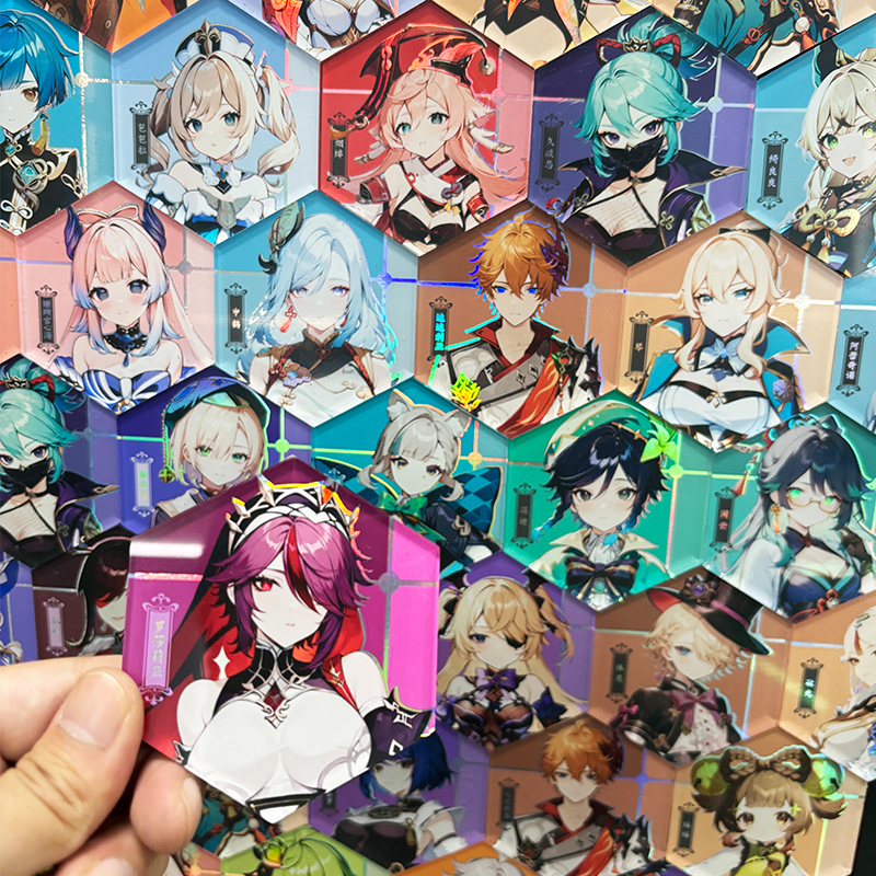 【对对碰玩法】原神二创周边亚克力镭射冰箱贴拆盒8*6.9*0.65cm