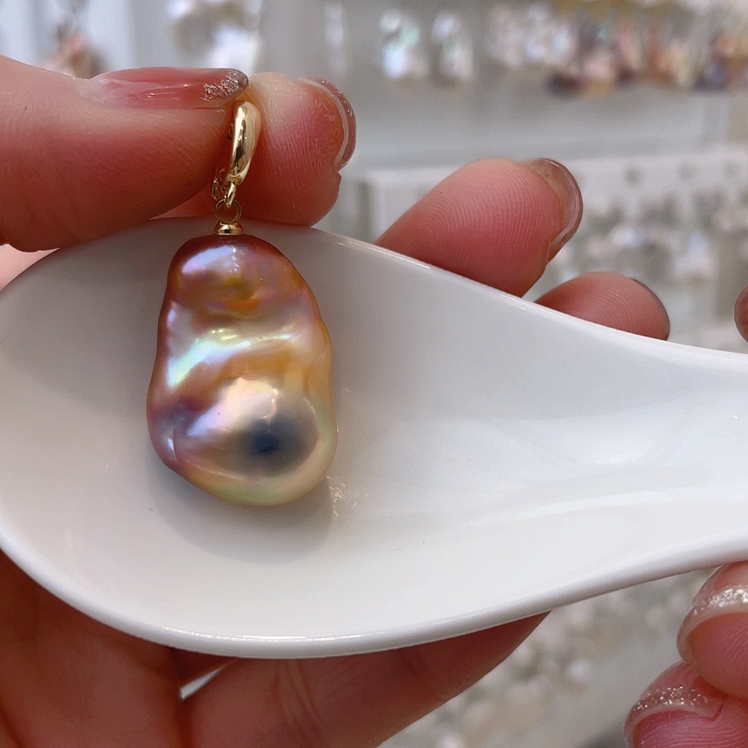 淡水珍珠银S925镀金镶嵌颈饰❤️****