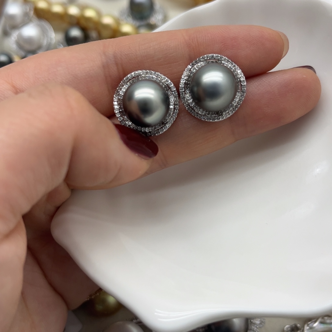 耳饰海水珍珠银S925镶嵌