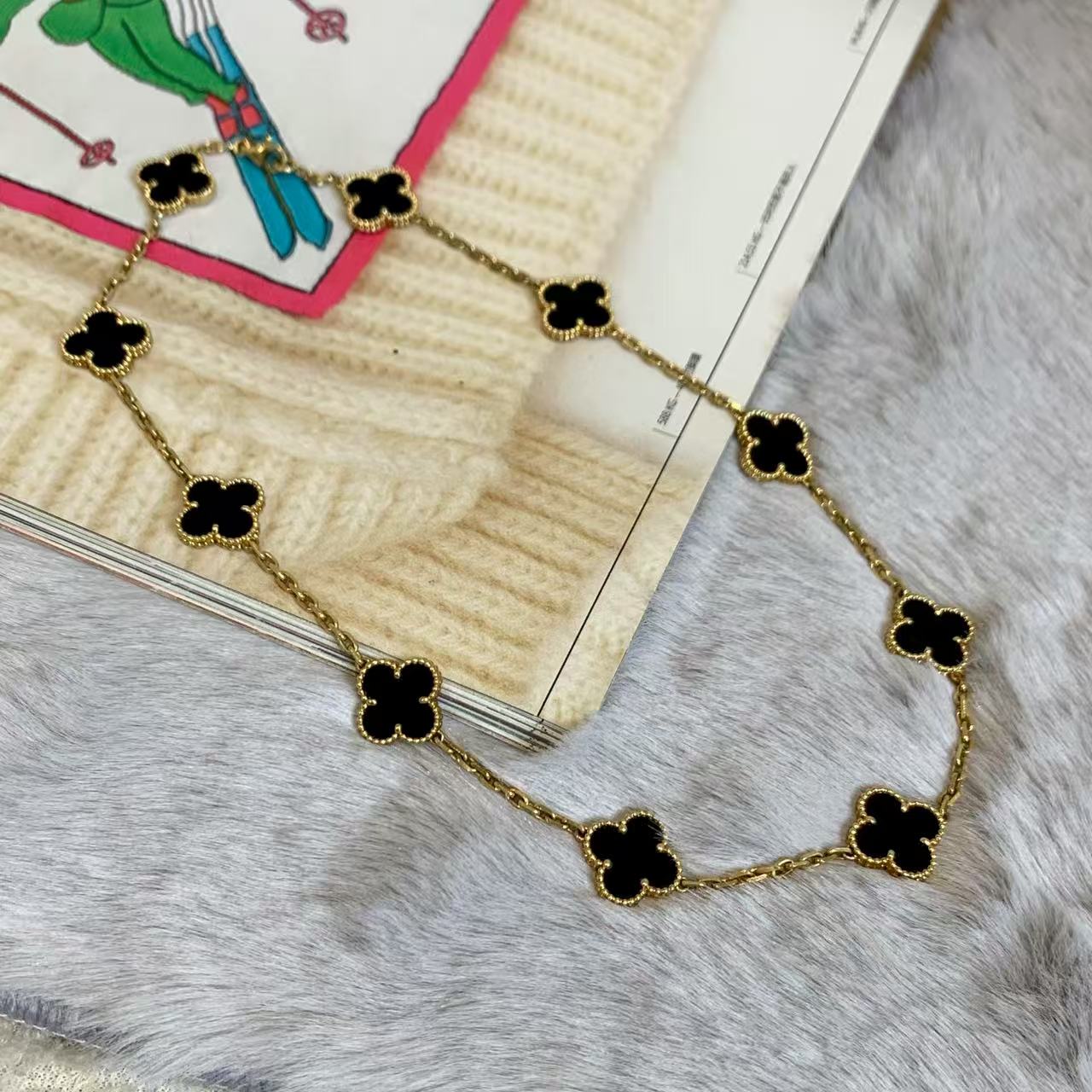 99新 Van Cleef & Arpels/梵克雅宝 壹臻/黑玛瑙十花项链29813098