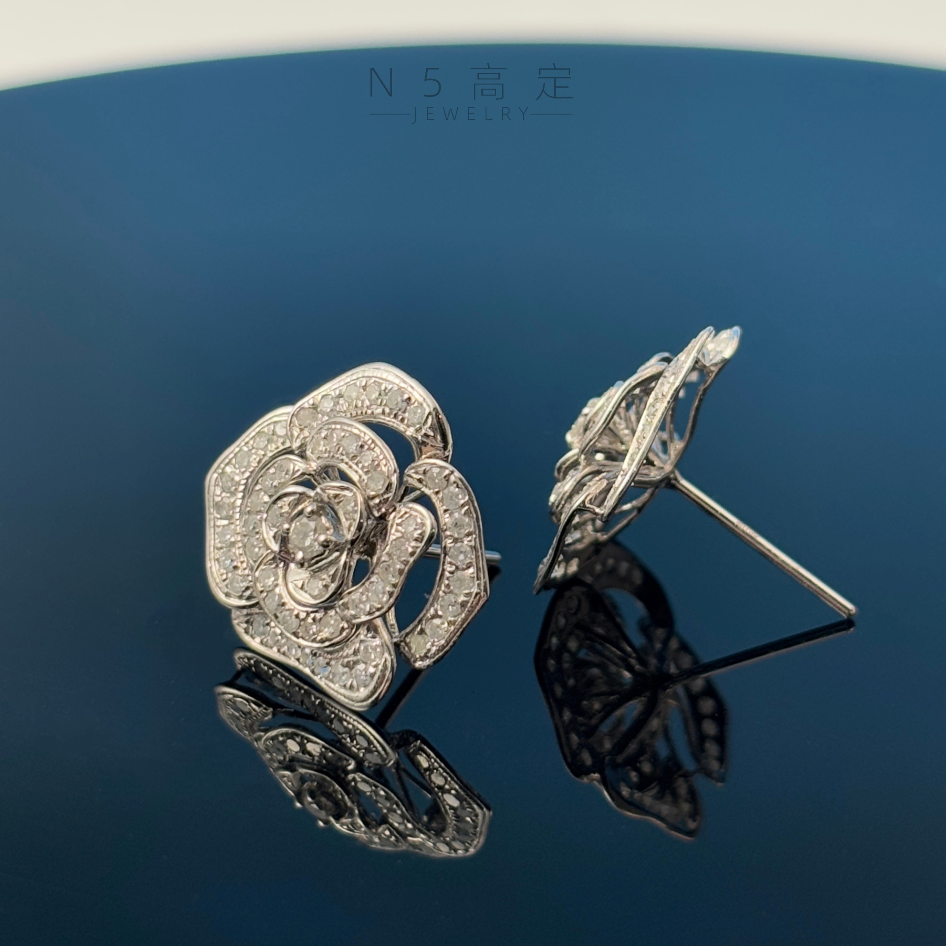 【N·5高定珠宝】 1克拉山茶花耳钉 ZSES001544