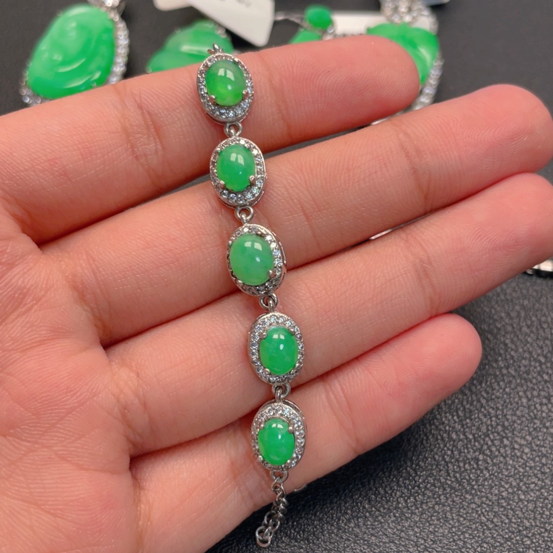 翡翠银S925镶嵌吊坠(不含链)