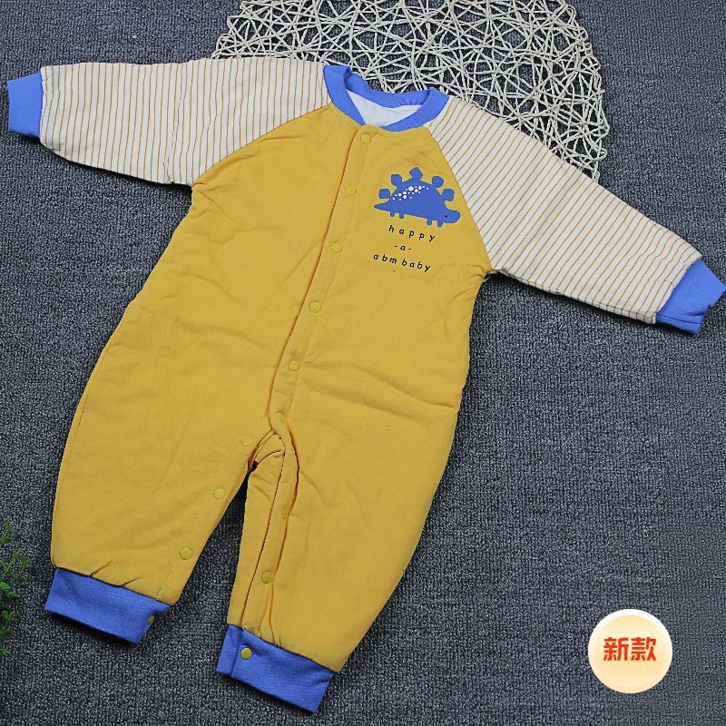 宝宝春秋夹棉哈衣爬服闭裆开档连体衣新款正品特价