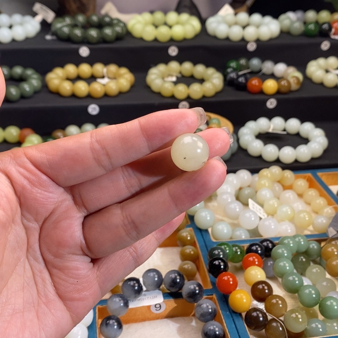 和田玉单珠 16MM未镶嵌青花