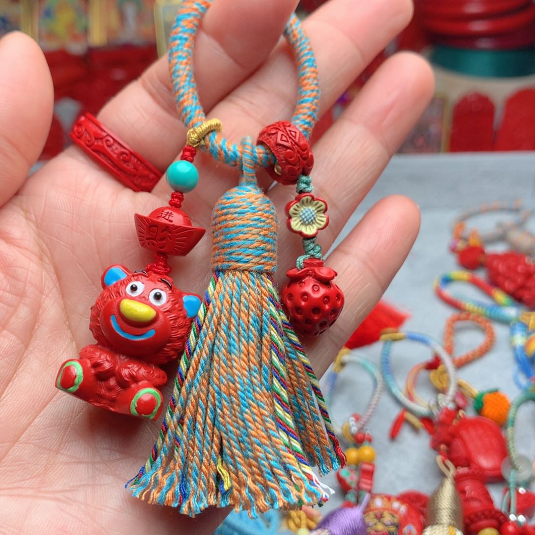 天然辰砂工艺品朱砂钥匙扣包包挂