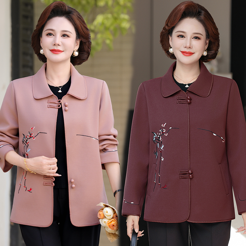 中年妈妈秋装新款外套中式国风中老年女装洋气宽松春秋季休闲上衣