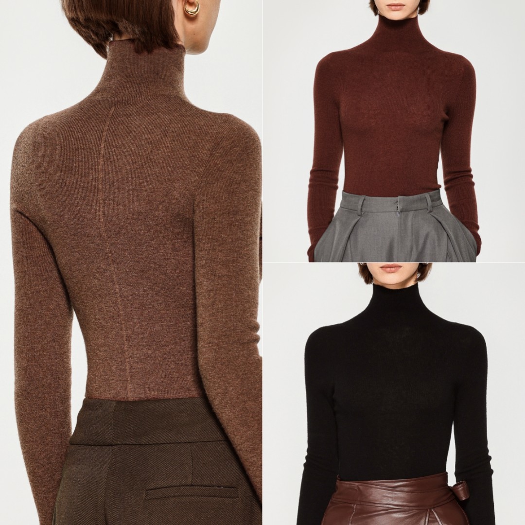 【甄织澜】100%精纺羊毛衫『天鹅颈+美背线』一线成衣亲肤打底针织衫