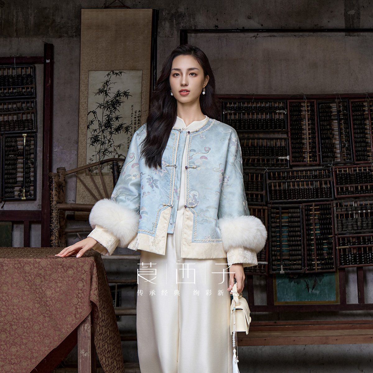 【鹿霖】新中式贵气经典国风棉衣圆领气质老钱风宽松棉服新款