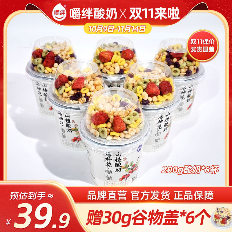 【嚼绊】新品洛神花山楂酸奶甄选五红滋养早餐零食酸奶200g*6杯-zb