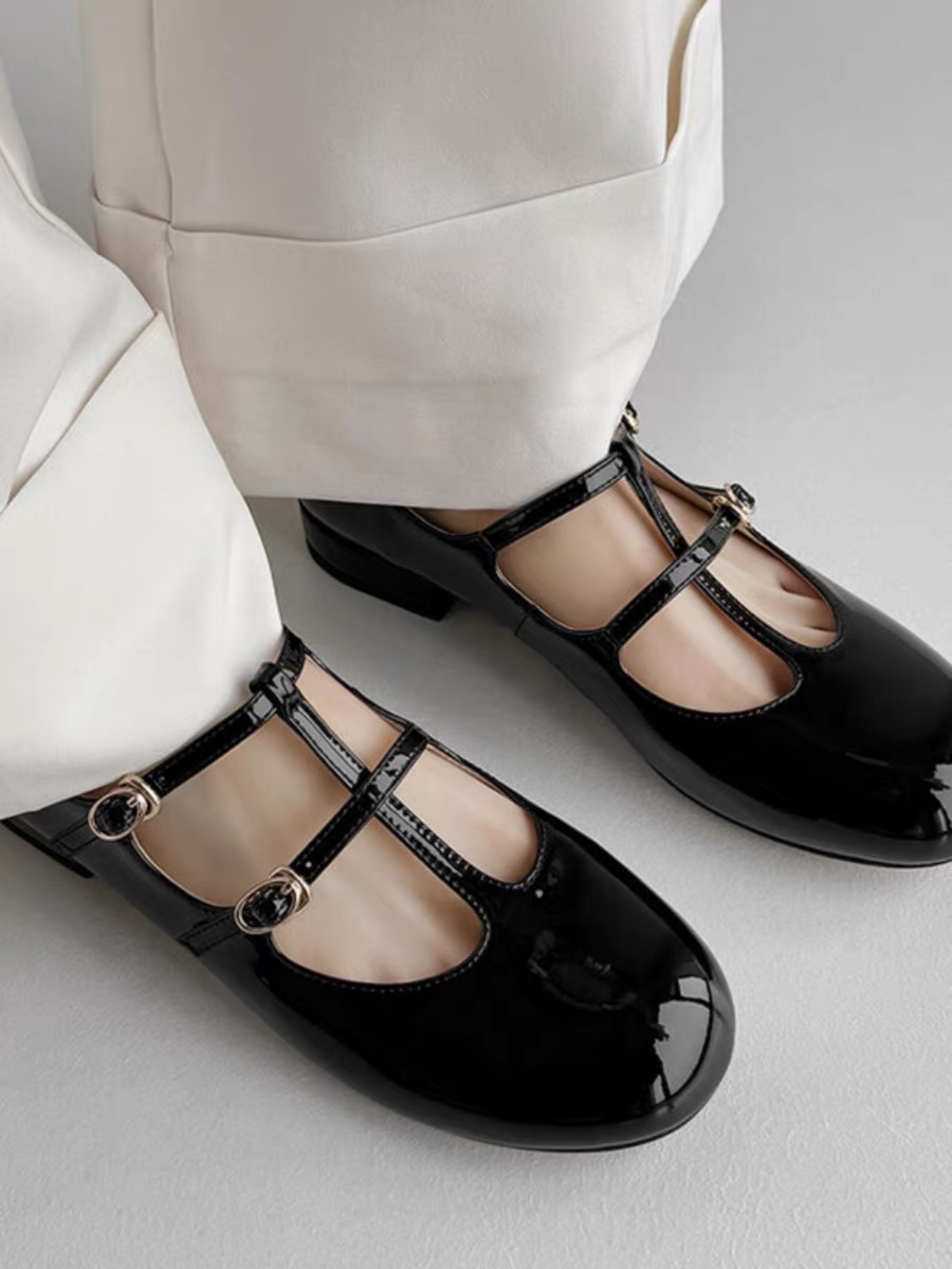 2407红色羊皮平底玛丽珍