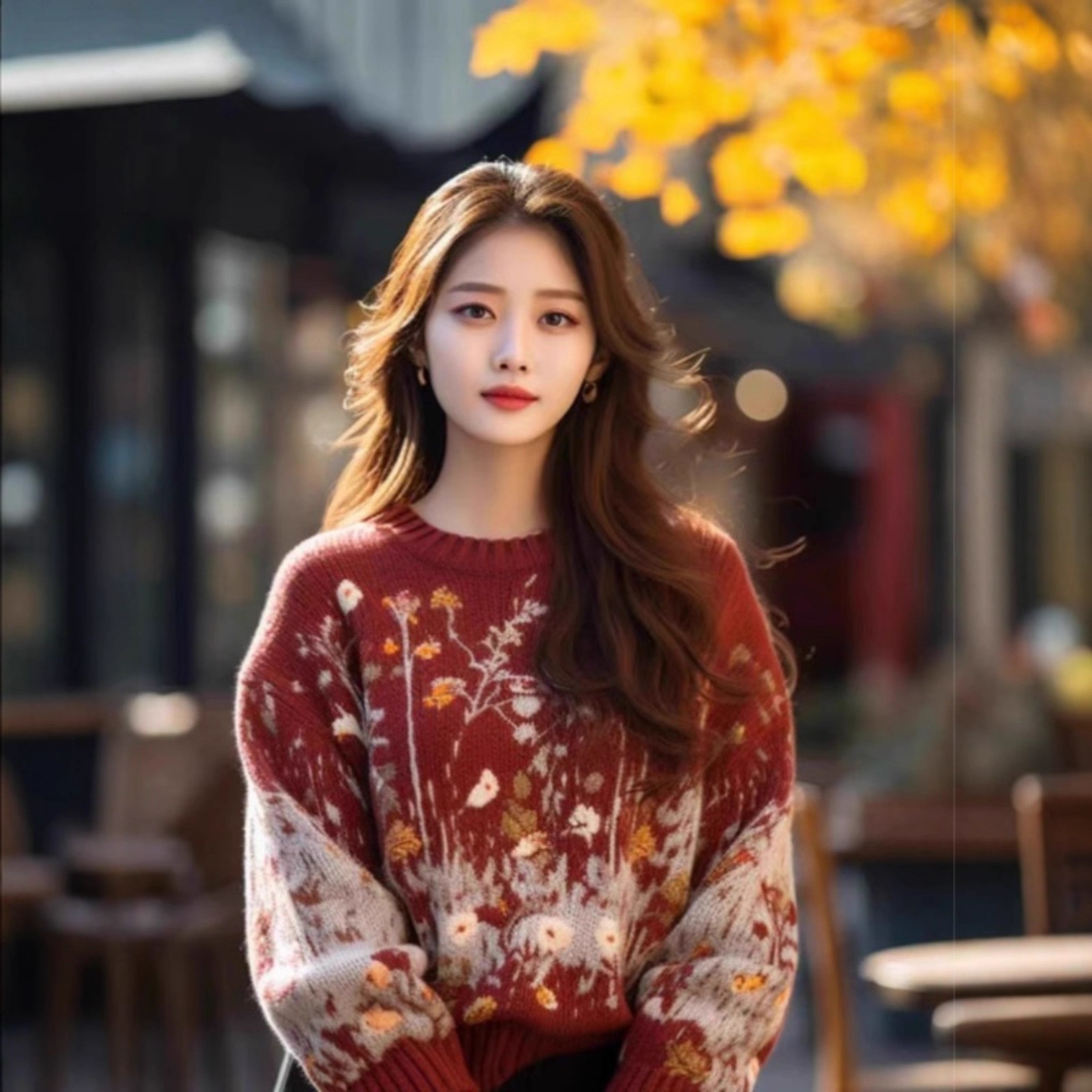 奥特莱斯专柜品牌清仓秋冬安可拉红色毛衣欧洲站小香风撞色针织衫