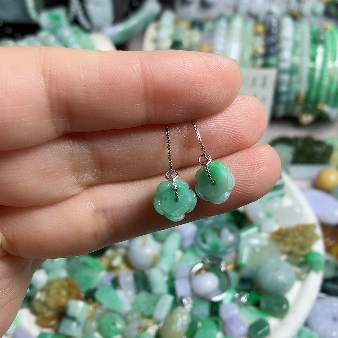 翡翠颈饰银S925镶嵌耳线