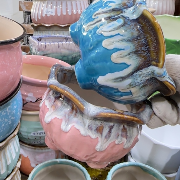 凑9快包邮，有孔，陶瓷花盆