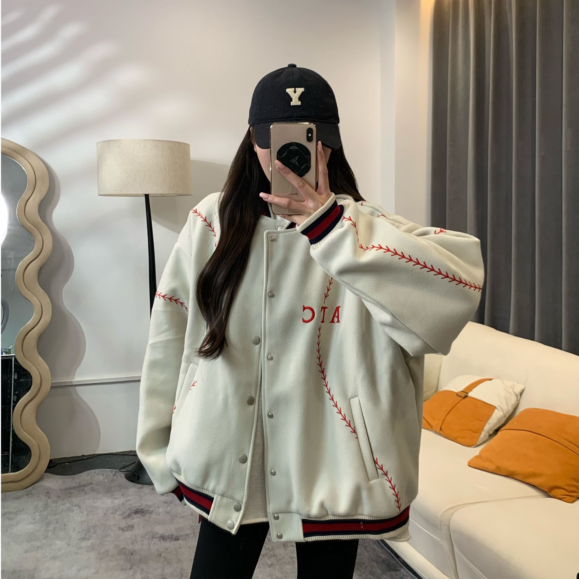 运动感加棉加厚棉服棒球服宽松冬款外套C002