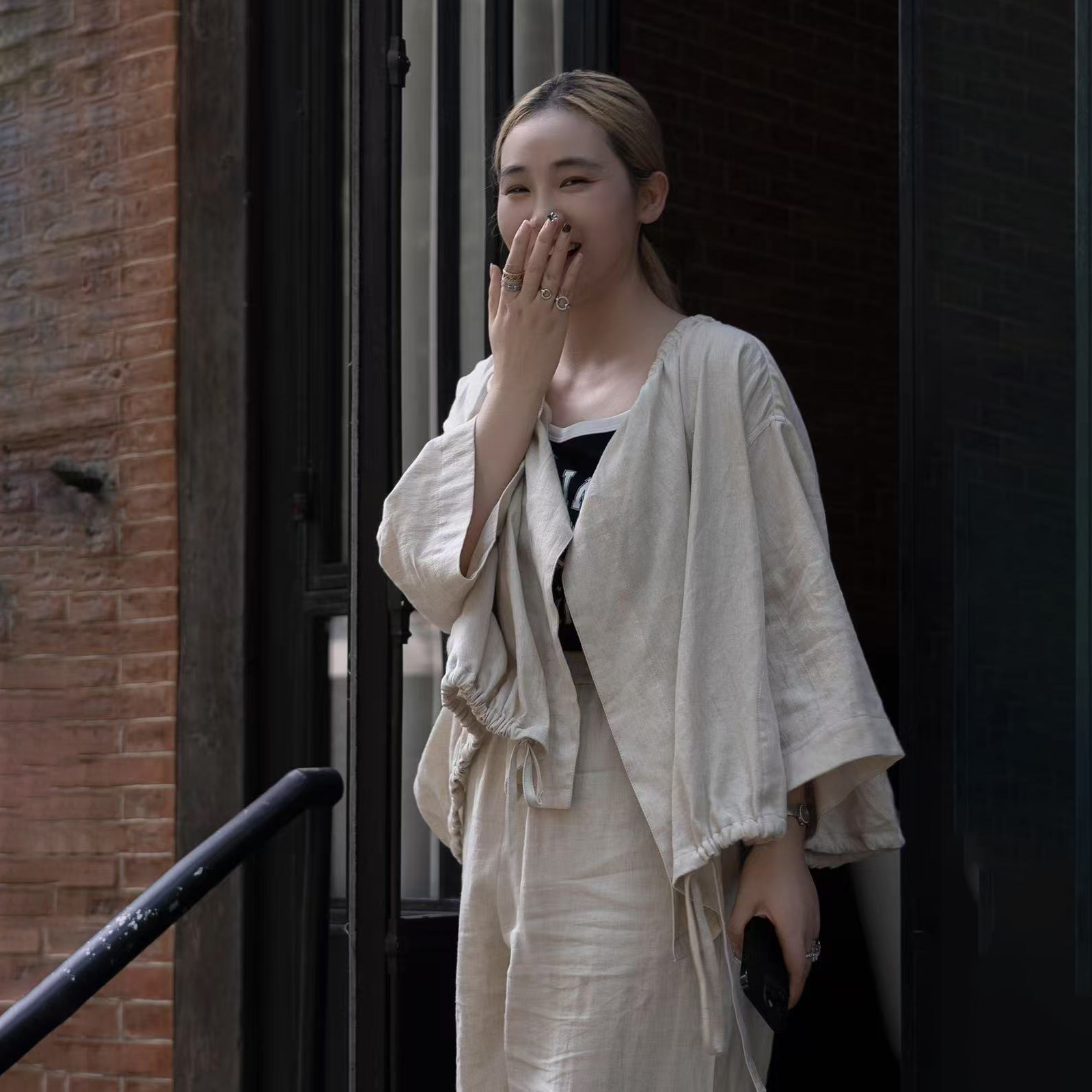 【CHANMITY】金相玉质慵懒穿搭藏着松弛亚麻优雅调衬衫025560