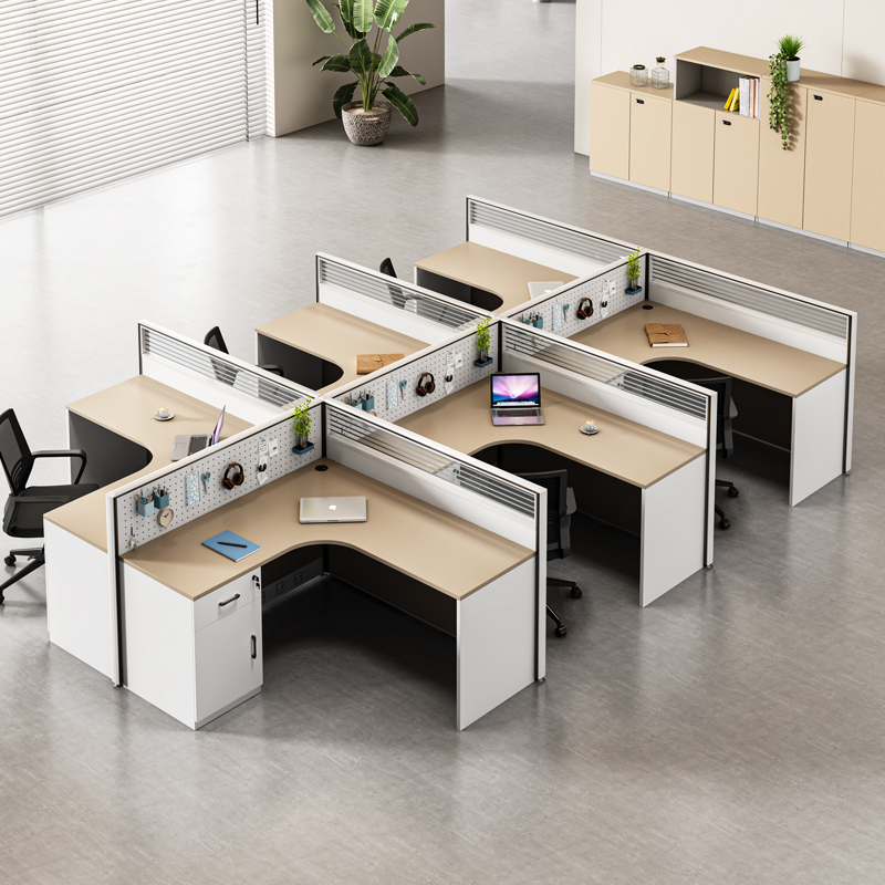 办公屏风职员桌椅组合简约现代四/六人l型卡位办公室员工隔断桌子