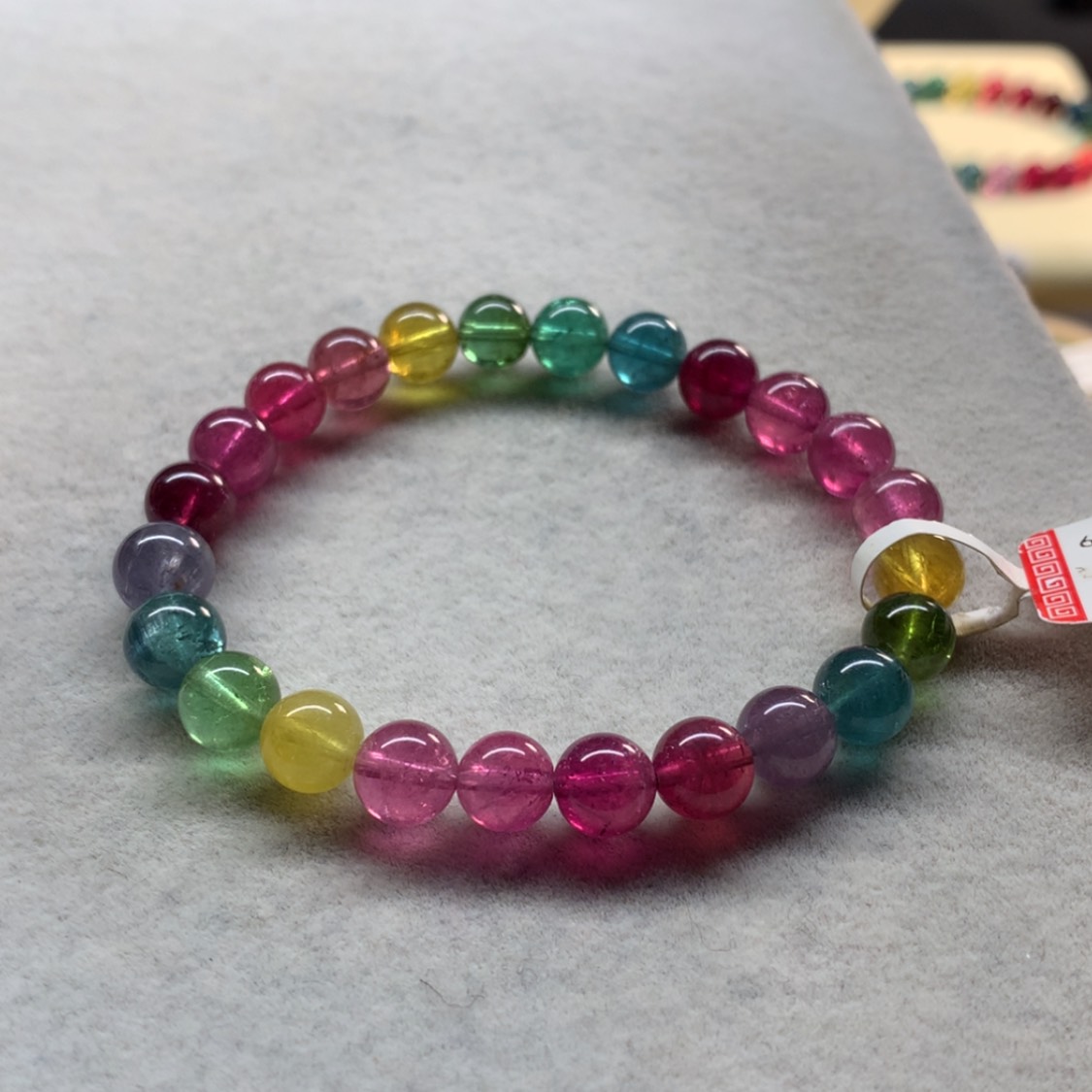 【闪购商品】未镶嵌手链碧玺彩虹色标单圈7.5