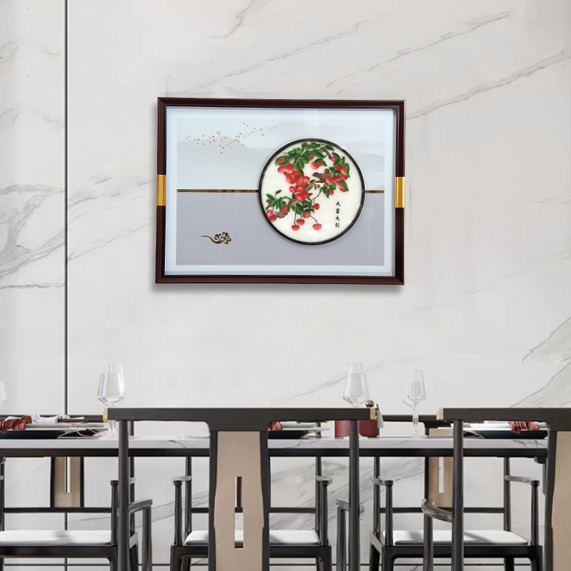 新中式刺绣苏绣餐厅画走廊画茶室挂画卧室画