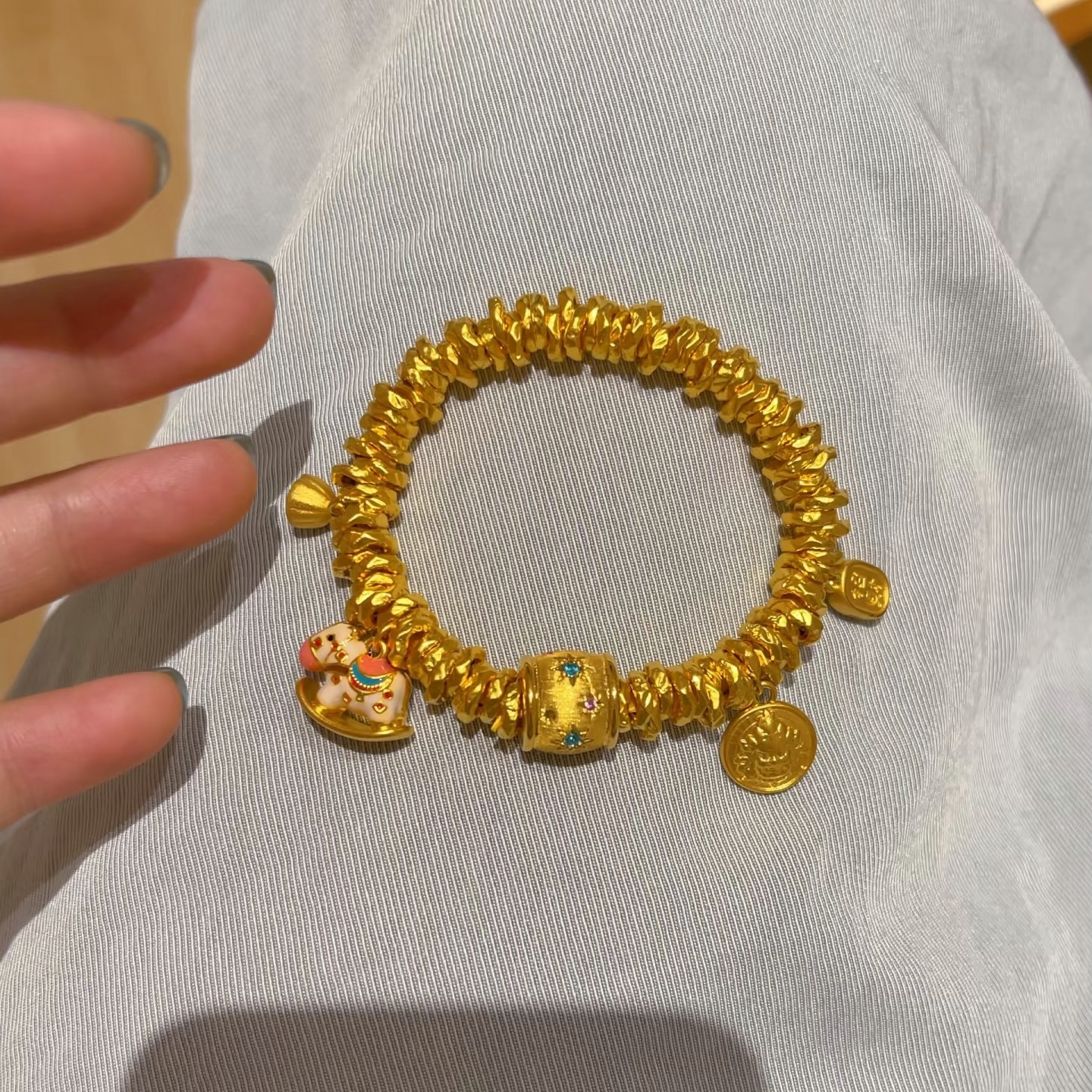 卡纯诗 铜合金手链 黄财神盘缠小木马手链轻奢手串手作小众