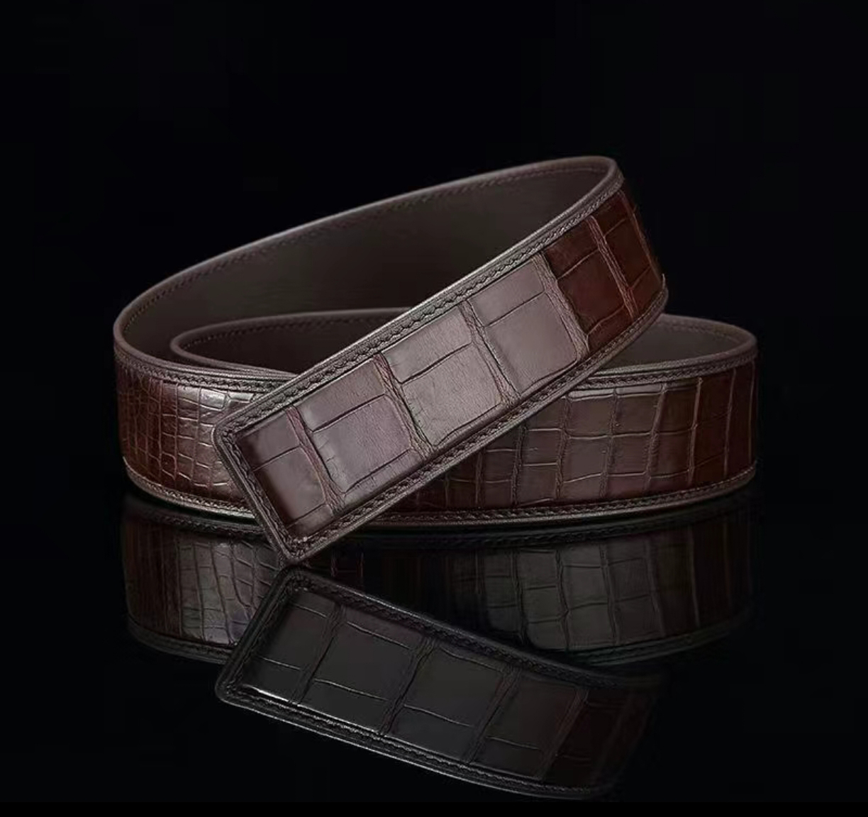 3.8宽 打孔 鳄鱼皮男士腰带 高奢商务