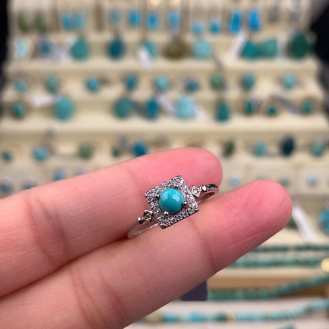 绿松石银S925镶嵌戒指