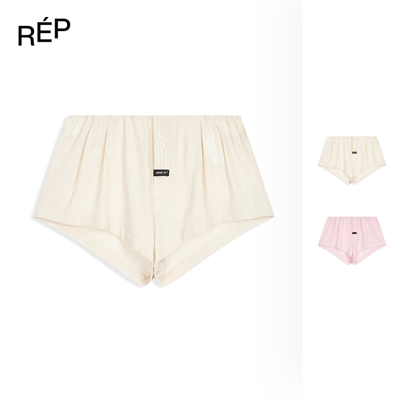 REP-OPEN YY设计师品牌米/粉色YY标牌拳击短裤 26PS早春