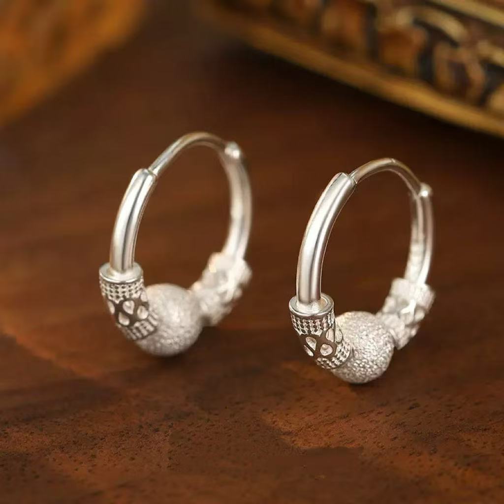 999银针升级款转运珠耳环时尚复古轻奢百搭新中式【一对装】