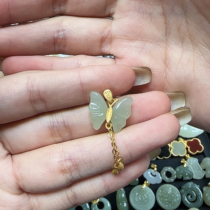 和田玉颈饰银S925镶嵌