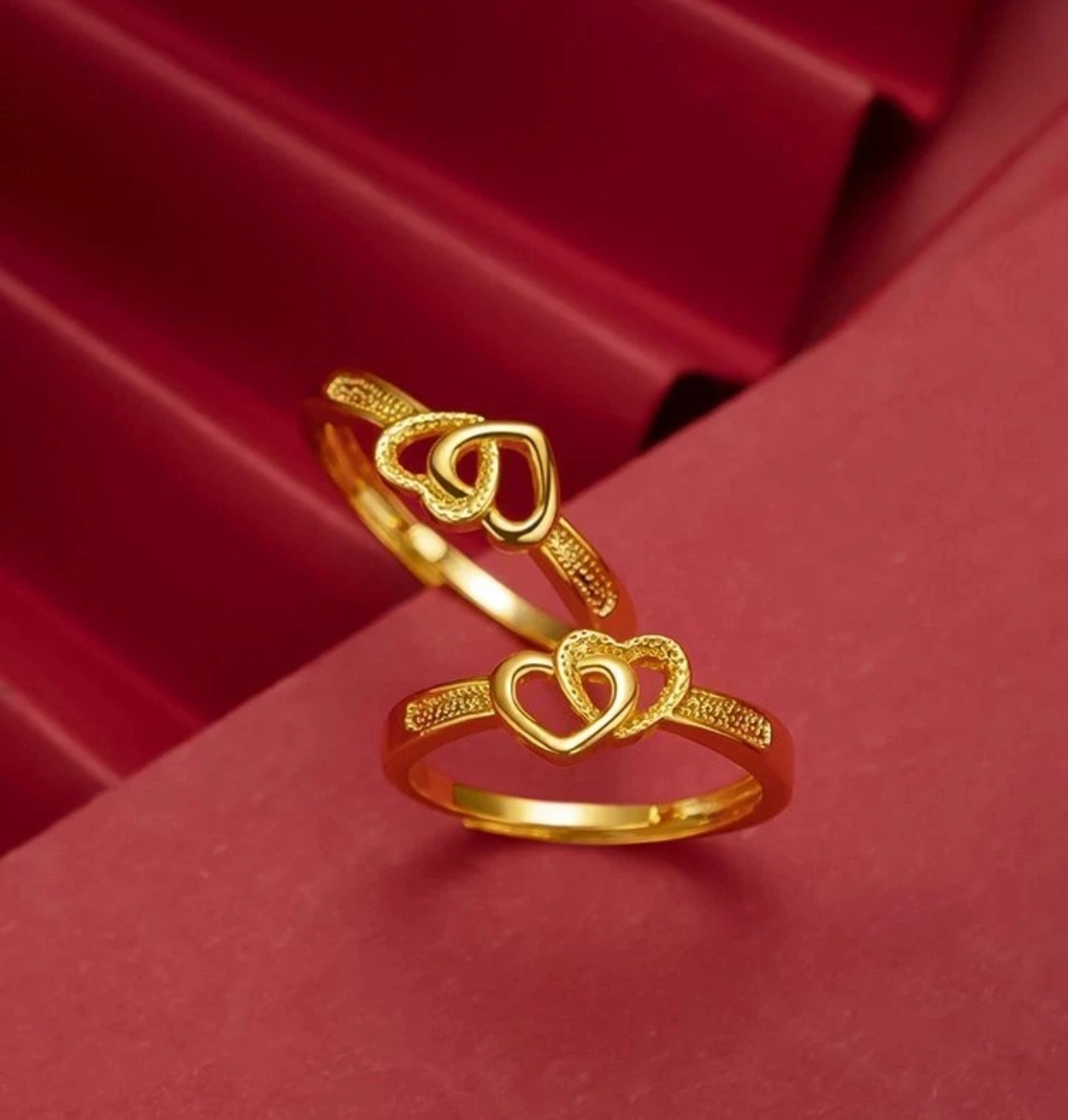  【粉丝专属】双爱心戒指 简约百搭情侣开口可调节