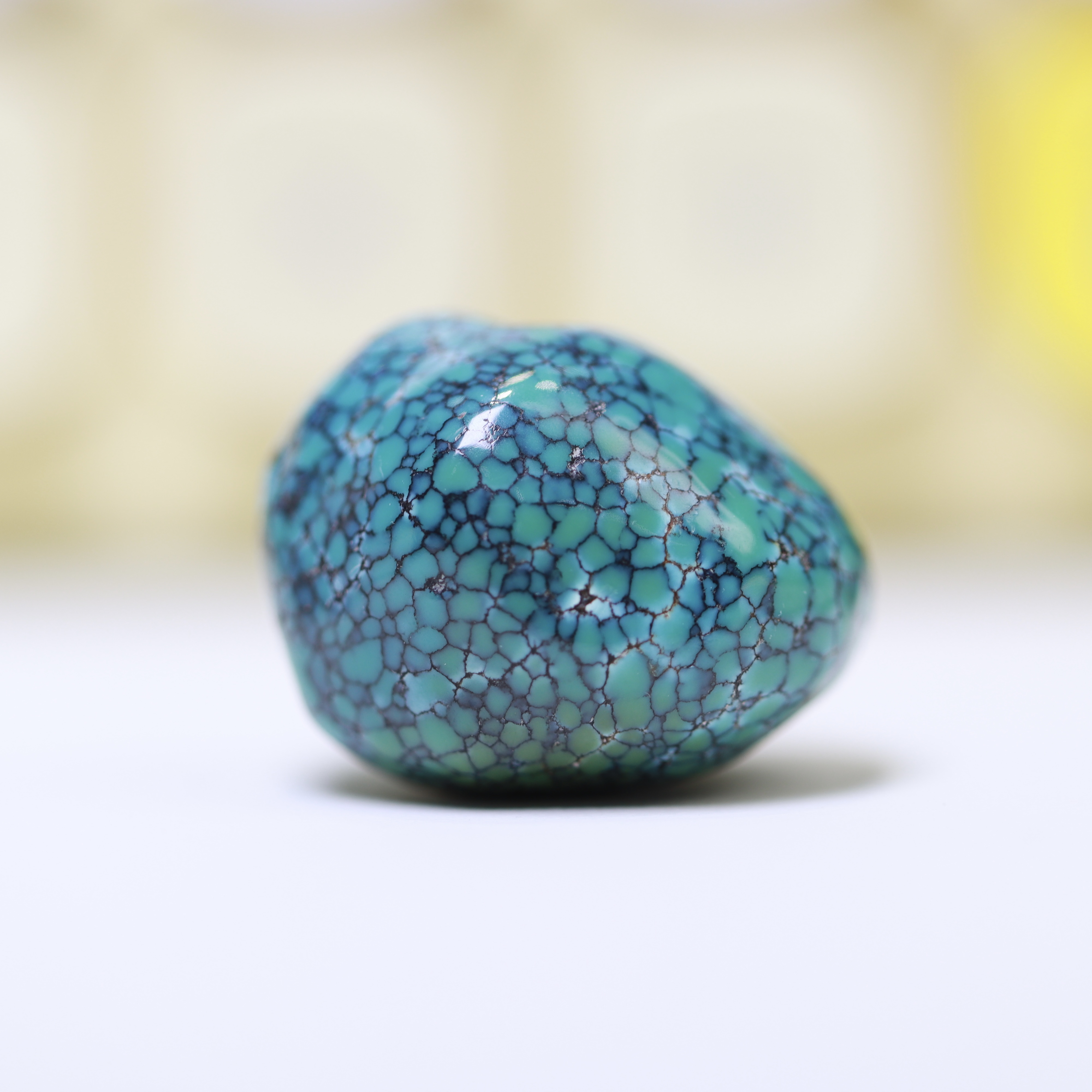 「松石小筑」原矿天然绿松石蛛网纹随型吊坠锁骨24.5-20.5-19mm