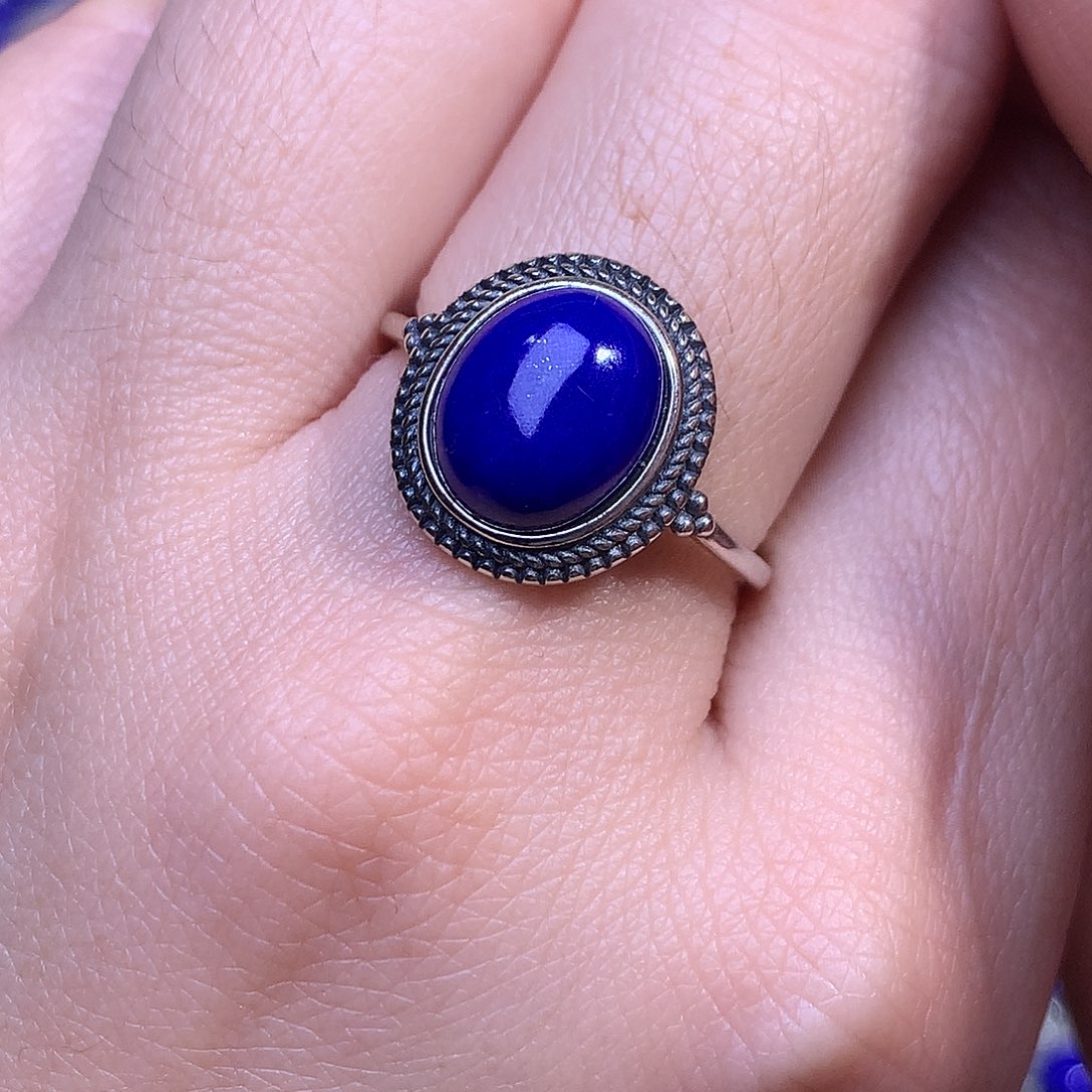 青金石银S925镶嵌戒指14.8m