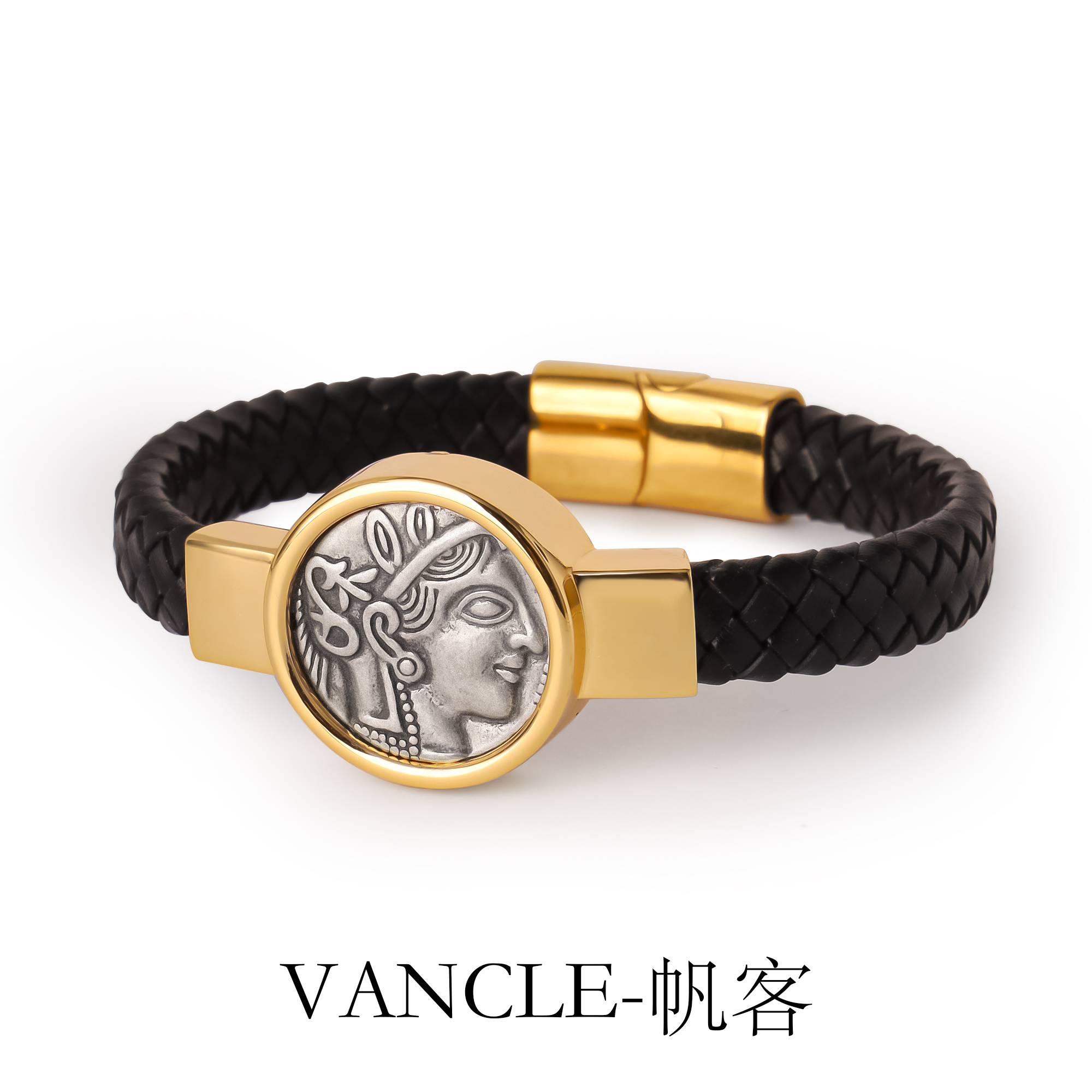 925银涤纶手链 【雅典娜】古希腊古币手链麻绳编辑S925银手镯