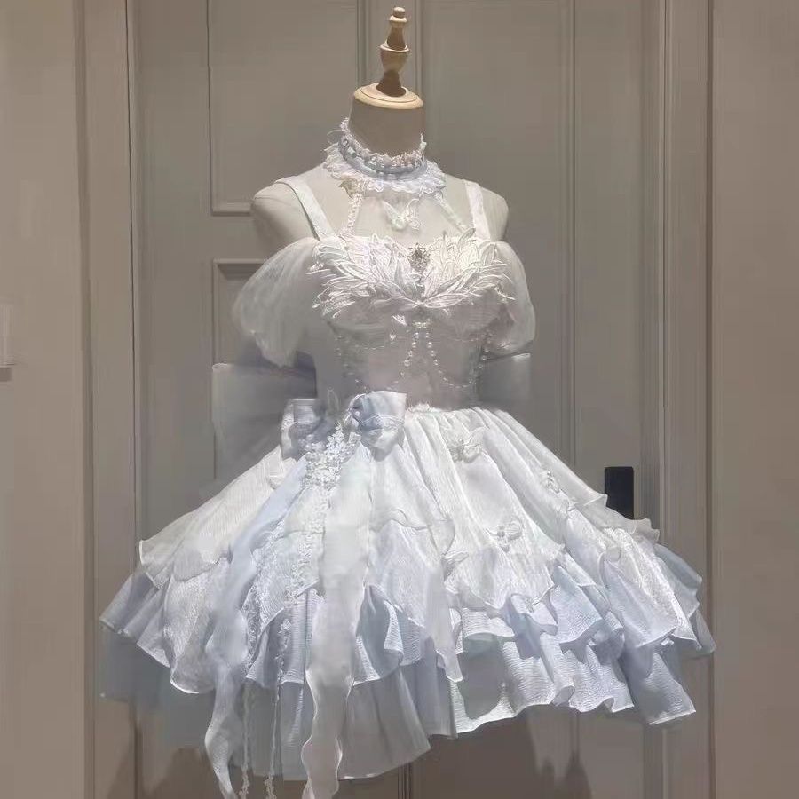 哥特纯欲风天鹅湖主题蝴蝶蓬蓬裙少女公主小礼服感