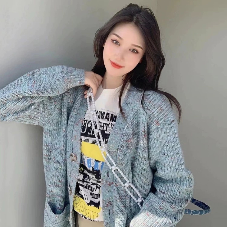 AMASS/阿玛施春秋新款羊毛针织口袋奶奶开衫5499105