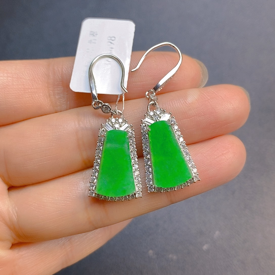 翡翠银S925镶嵌耳饰