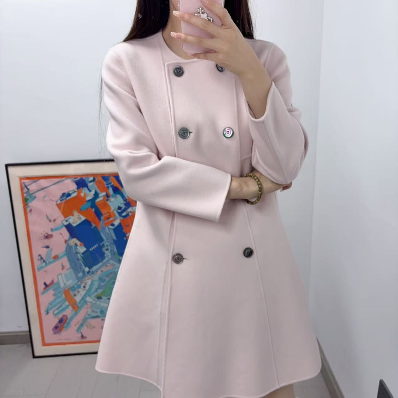 95新 DIOR/迪奥 麦殿/羊绒大衣粉色36码/251017YYTVX16