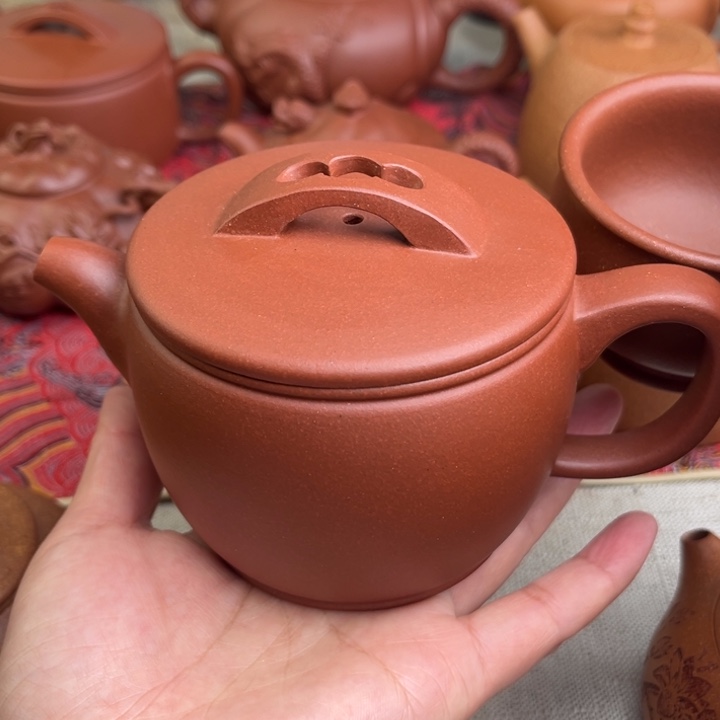 茶壶紫砂原矿红皮龙汉瓦精工半手300cc