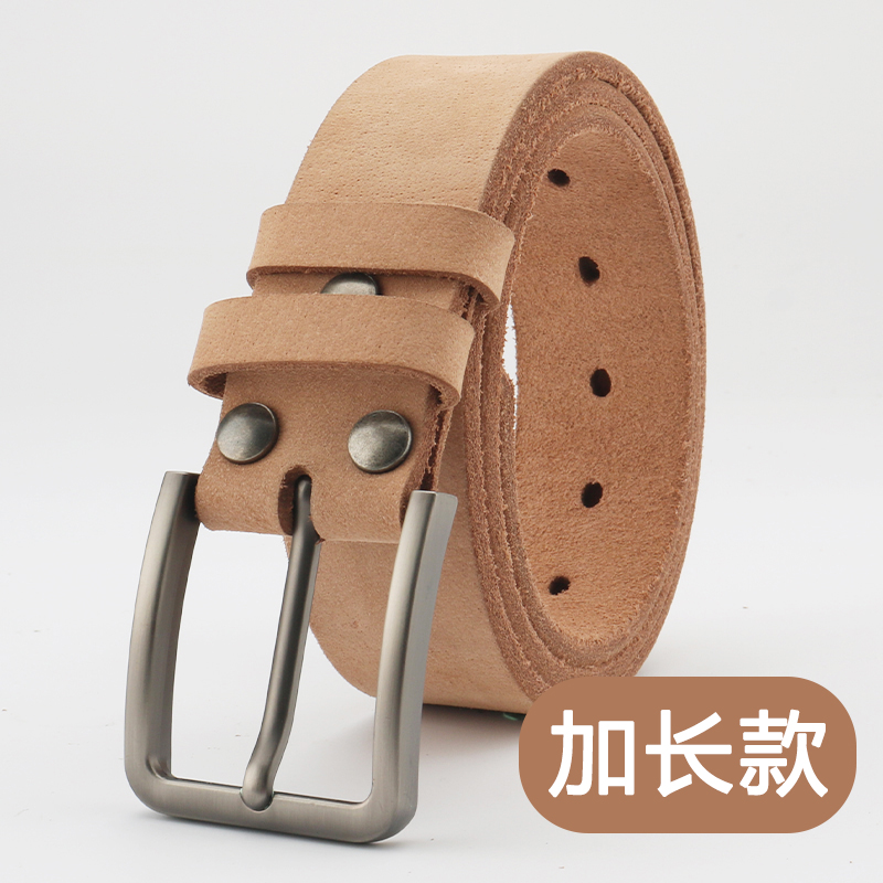  胖人皮带男士加长款皮带真皮150cm中老年胖子大码针扣牛皮裤腰带