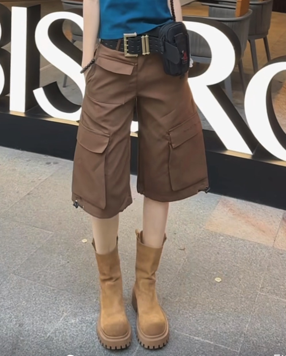 z4539 CC推荐 休闲大口袋工装五分裤