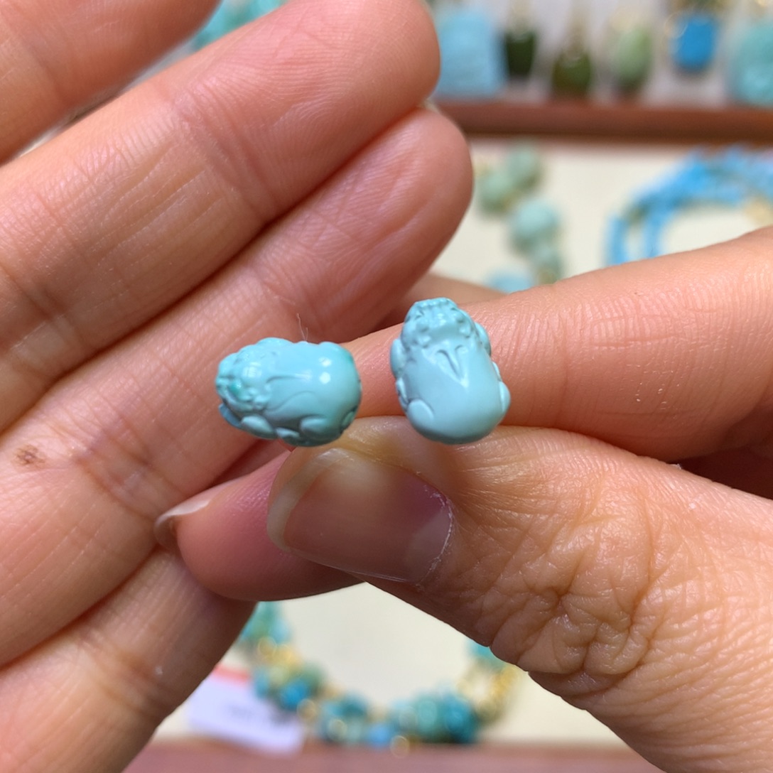 绿松石耳饰18K金镶嵌