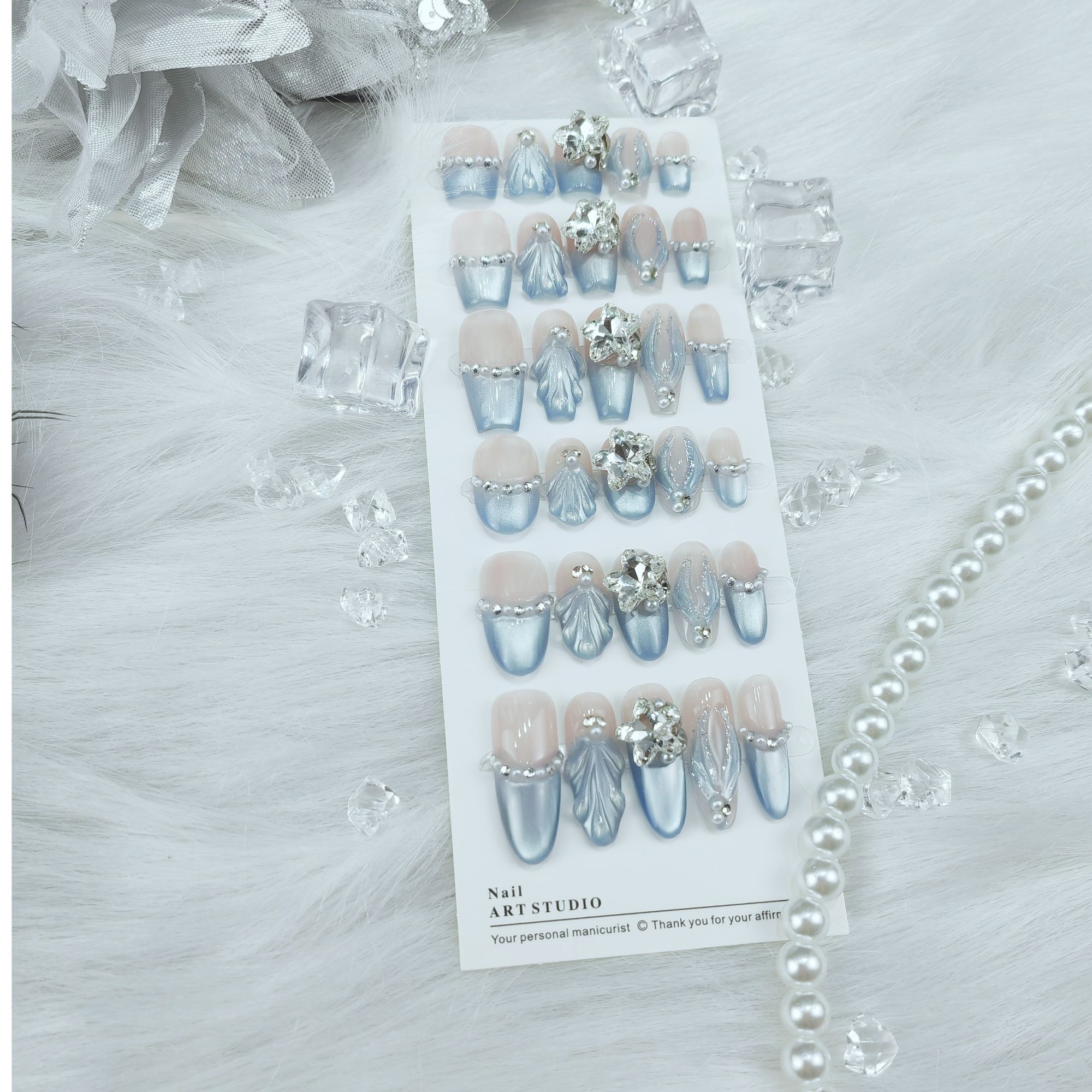 【蓝色鱼尾】手工穿戴甲纯手工穿戴甲蓝色精灵穿戴甲片