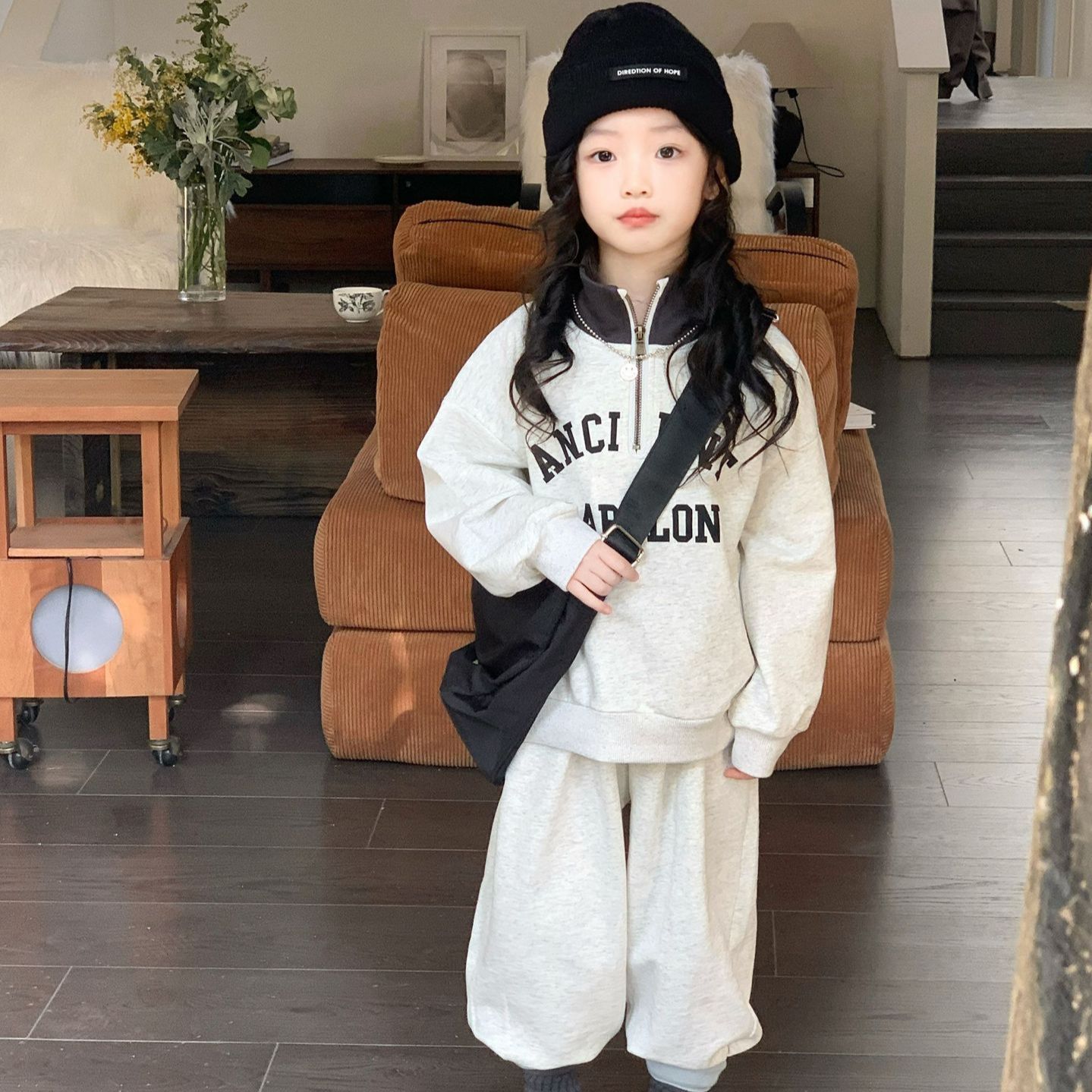 童装男女童春秋套装2025新款儿童春秋款韩版女孩印花运动套潮c