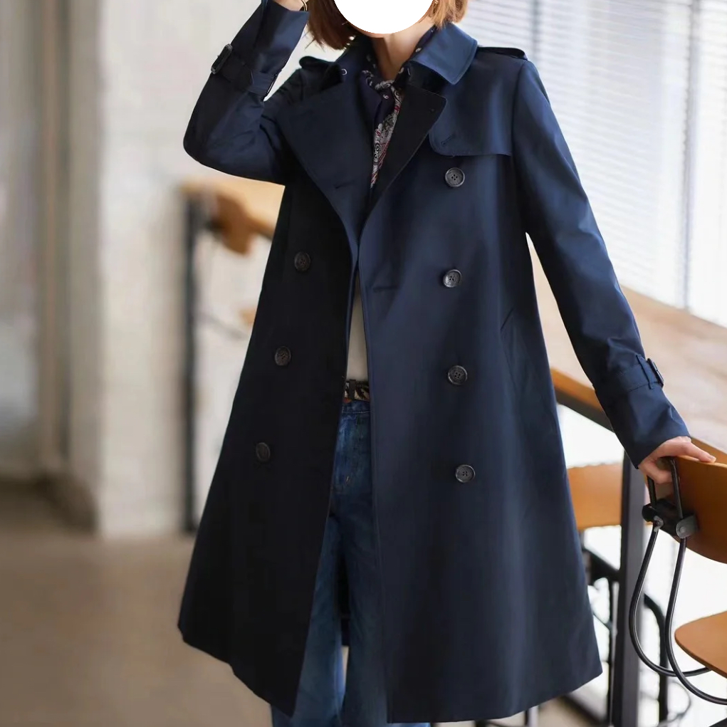 99新 BURBERRY/博柏利 48码/经典黑色双排扣风衣外套